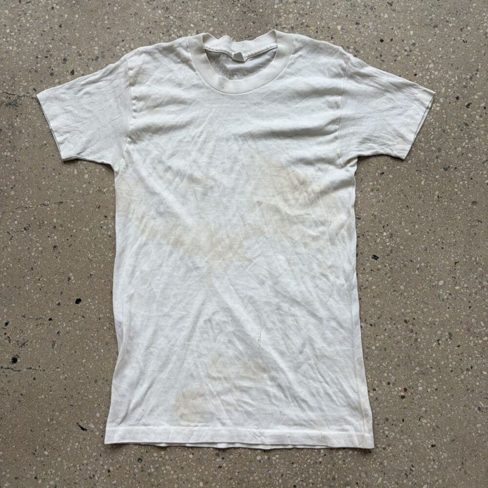 Vintage 60s Towncraft White Distressed Blank Cotton T-Shirt